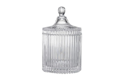 Glass ribbed  jar with lid
