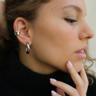 Earring, thick creole 24mm steel