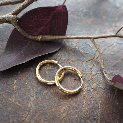 14mm Hoop Earrings - Unisex - Gold