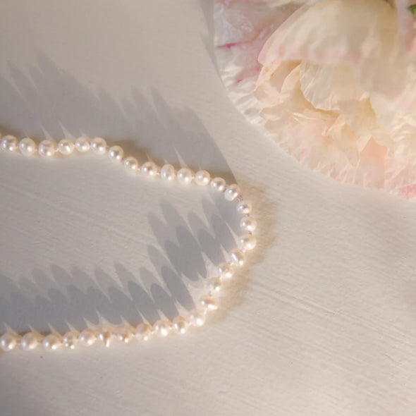 Silver Perle 4mm Fresh Water Pearl Necklace 45cm