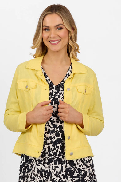 Linen jacket with frayed seams