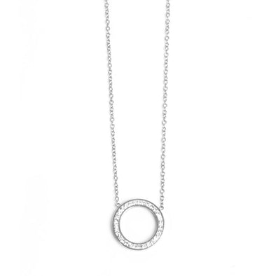 Necklace-Crystal Circle - Steel
