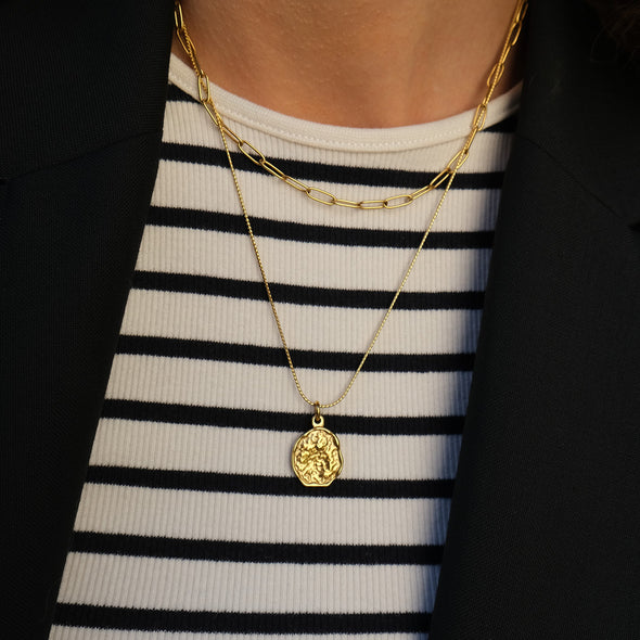 Chain with two rows - Steel Raw - Gold