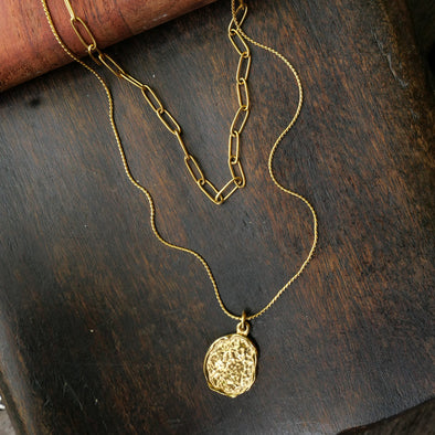 Chain with two rows - Steel Raw - Gold