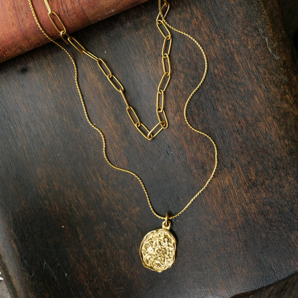Chain with two rows - Steel Raw - Gold
