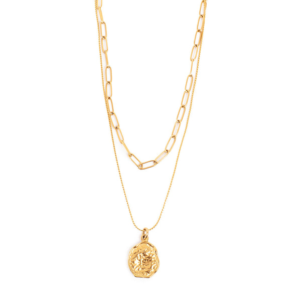 Chain with two rows - Steel Raw - Gold