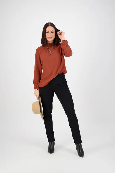 Slim Leg Knit Denim Pull on Pant-Black