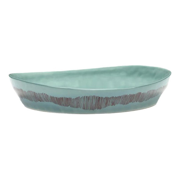Serving Bowl M Azure with Red Stripes