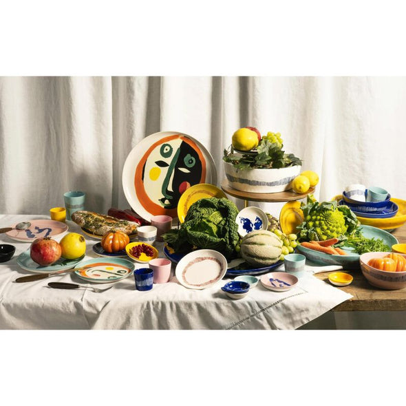 Serving Bowl M Azure with Red Stripes