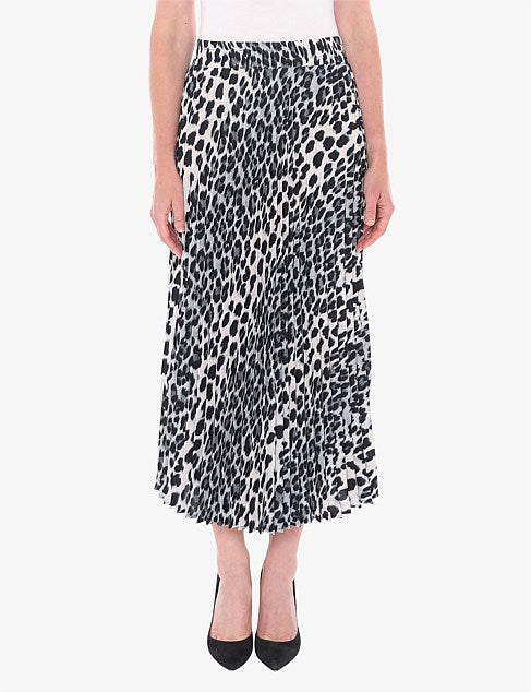snow leopard pleated skirt