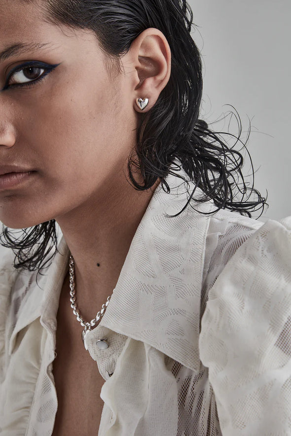 Full Heart Stud Earrings