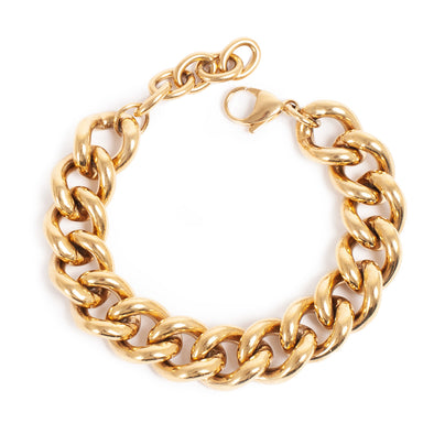 Bracelet 18cm+extn. big panzer Steel 14 K