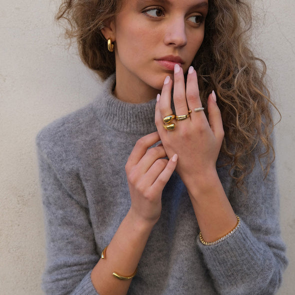 Pure Steel Ring - Crystal - Gold
