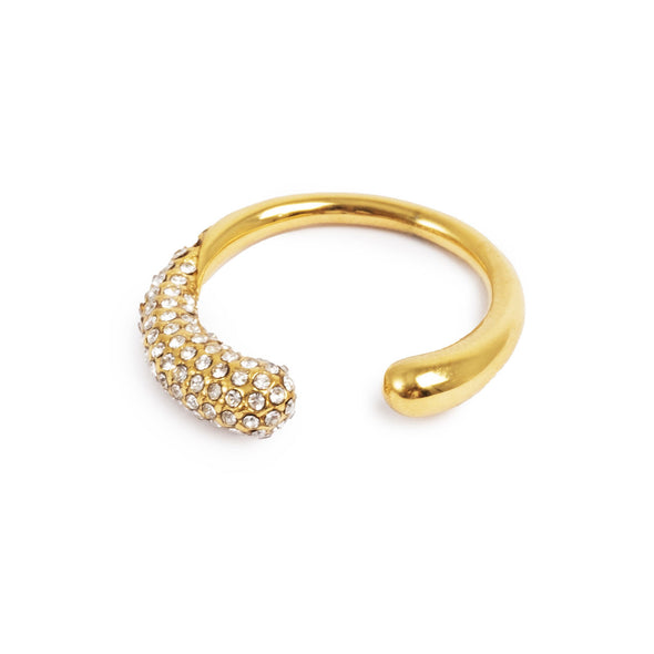 Pure Steel Ring - Crystal - Gold