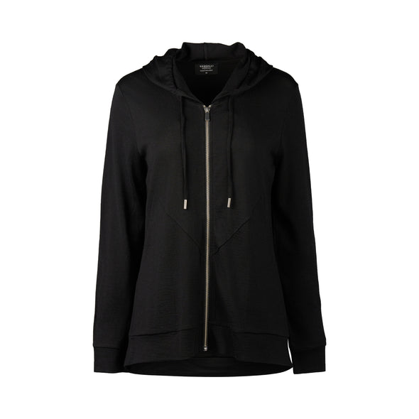Merino Zip Hood Jacket-Black