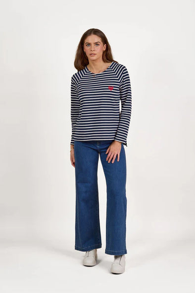 Round Neck Long Sleeve Button Back Top