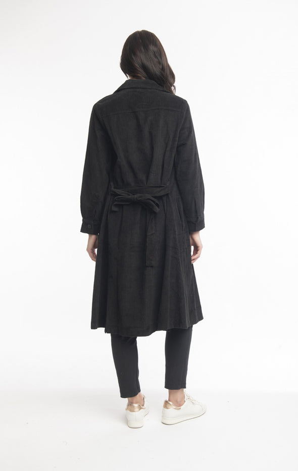 Cord Trench Coat - Black