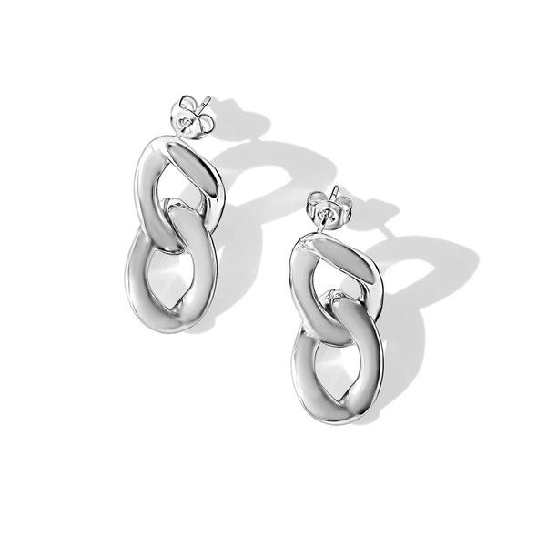 Steel Me stainless steel double link earrings silver