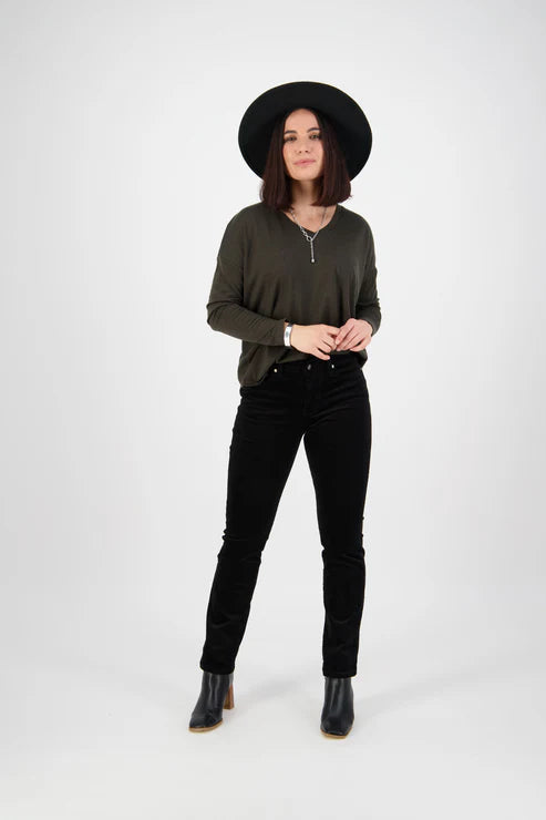 Slim leg full length cord pull on pant