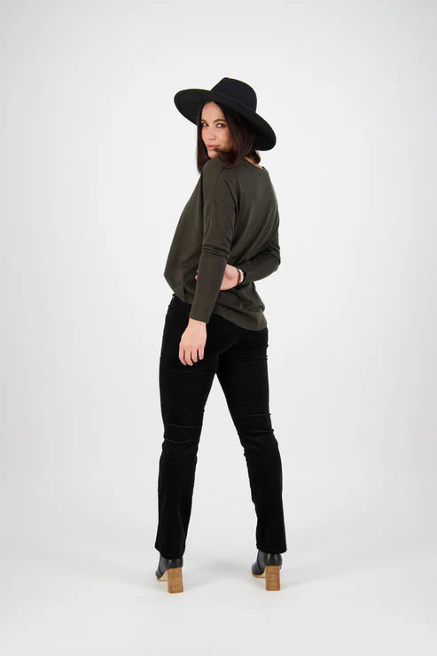 Slim leg full length cord pull on pant