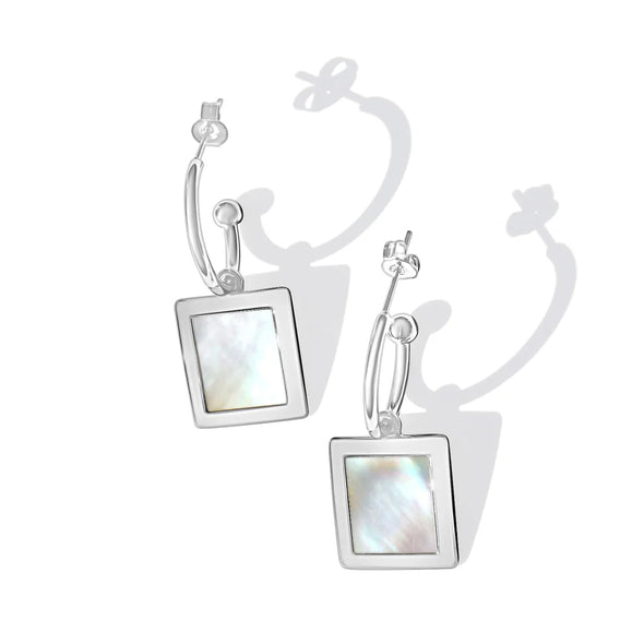 Steel Me Mother of Pearl hoop earrings