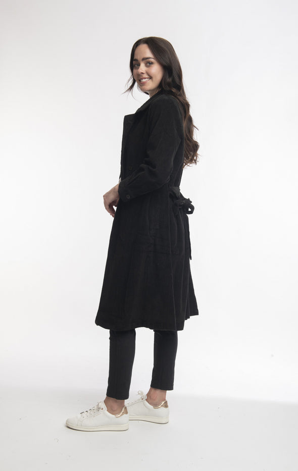 Cord Trench Coat - Black