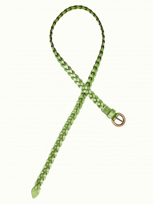 Shiny Braided Belt - Woodbine Green