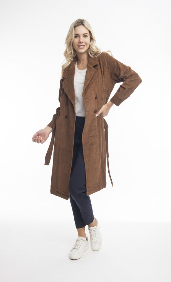 Cord Trench Coat - Tan