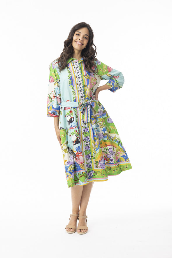 Santa Fe Dress Collar Tie Waist