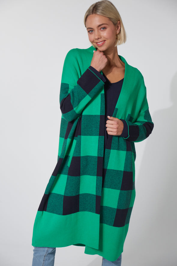 Harris Cardigan - Evergreen Check