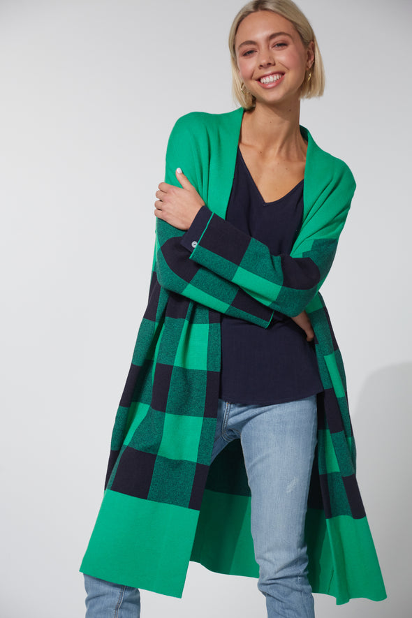 Harris Cardigan - Evergreen Check