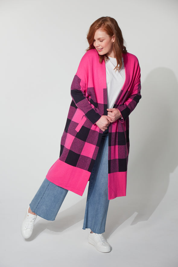 Harris Cardigan - Azalea Check