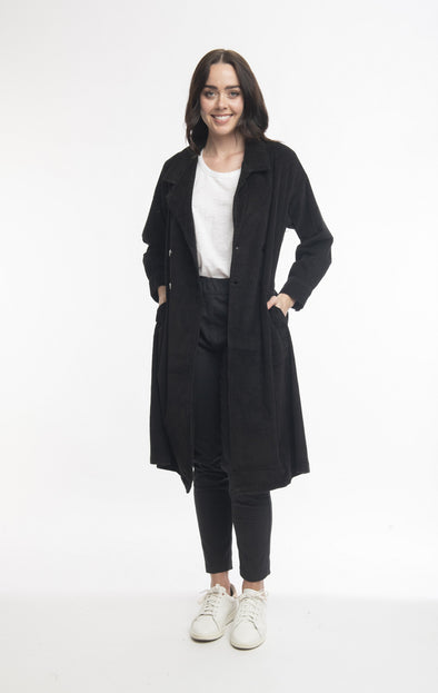 Cord Trench Coat - Black