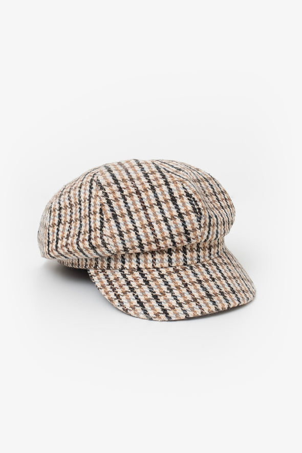 News Boy Cap | Nougat Plaid