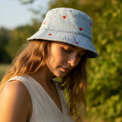 Denim Heart Bucket Hat