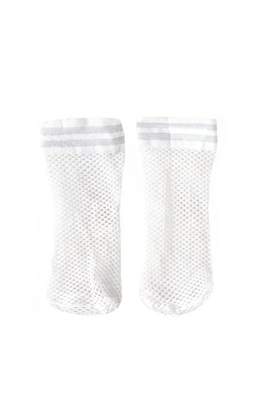 Net Sock | White Silver Trim