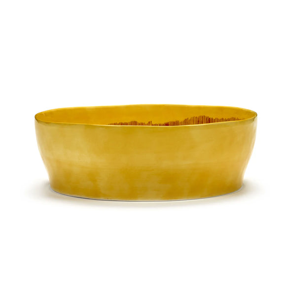 Salad Bowl Yellow with Red Stripes