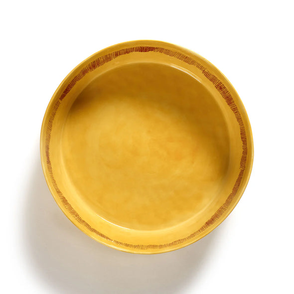 Salad Bowl Yellow with Red Stripes