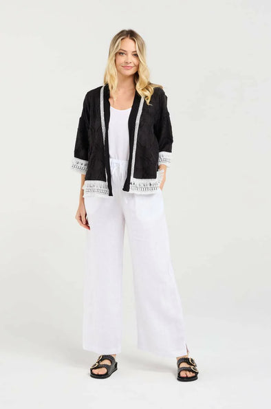 Nanette Fringe Trim Kimono
