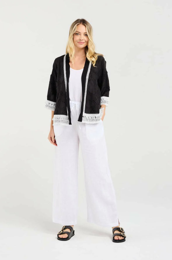Nanette Fringe Trim Kimono