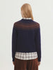Wool Cardigan With Jacquard Fretwork
