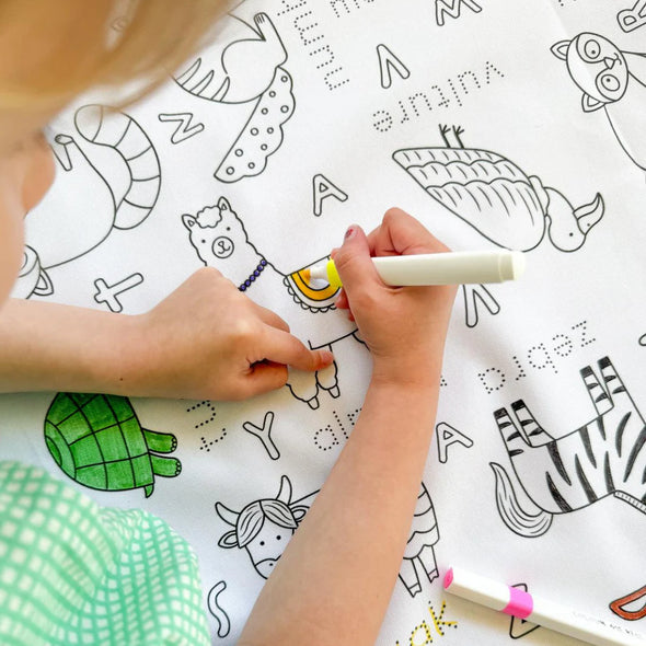 Washable, Reusable Colouring In Tablecloth Set