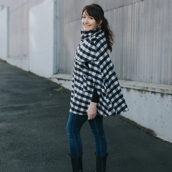 Harper Wool Cape - Plaid