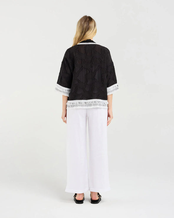 Nanette Fringe Trim Kimono