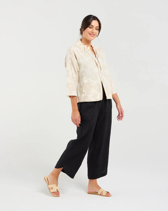 Jacquard Zip Front Jacket  Beige Jacquard