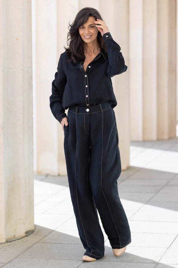 Isla black contrast pants