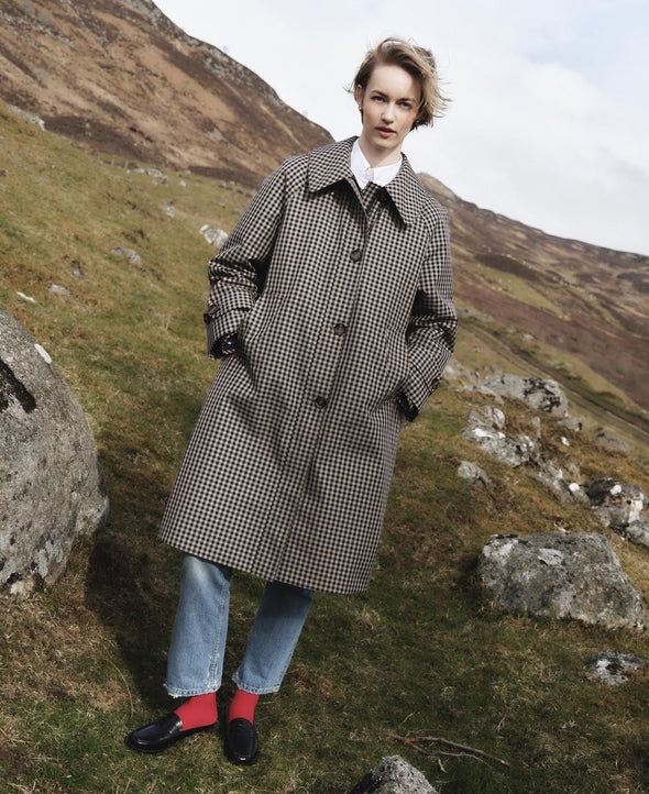 Nadine Car Coat-Sand Gingham