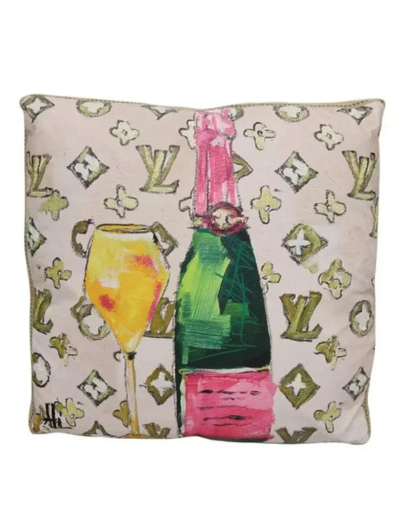 Champagne LV art cushion