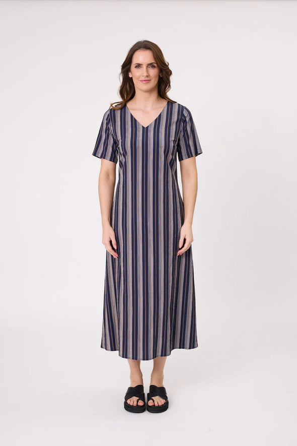 Marta Dress Navy Stripe
