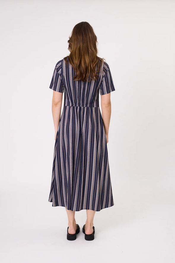 Marta Dress Navy Stripe